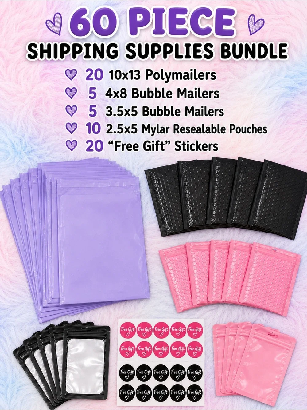 60-Piece poly/Bubble/mylar Shipping Supplies Bundle